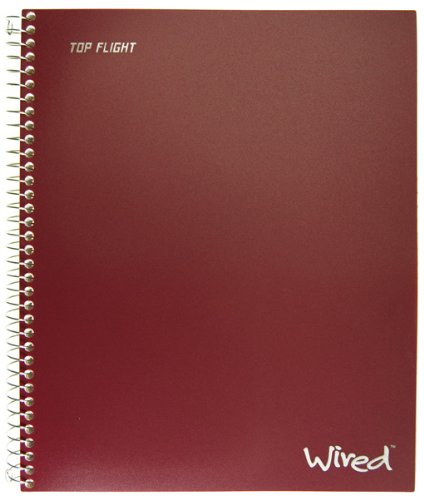 Top Flight Wired 1-Subject Wirebound Notebook with 2 Pockets, 100 Sheets, College Rule, 11 x 8.875 Inches, 1 Notebook, Cover May Vary (33180)