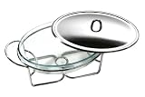 Premier Housewares 2.4 Litre Oval Stainless Steel Food Warmer with Marinex Glass Dish
