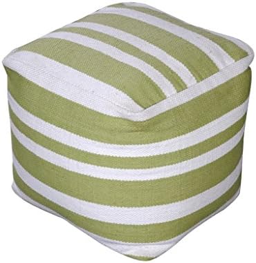 Rugs2Clear Hand Made Without Filler Green Cotton Mason Pouf (16"x 16"x16"), 1 Piece