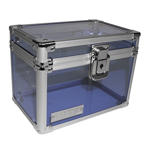 Vaultz Locking Acrylic Index Card Box, Holds 4 x 6 Inch Cards, 5 x 7