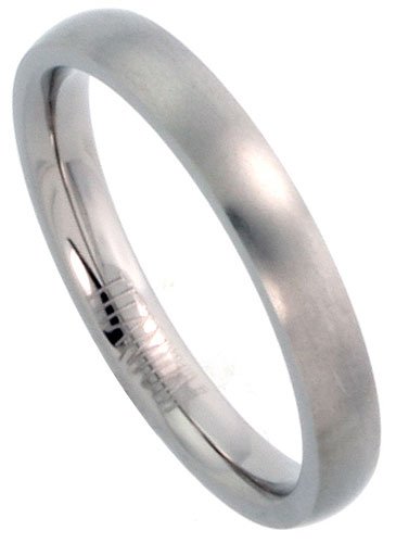 Titanium 3 mm (1/8 in.) Comfort Fit Plain Dome Wedding Band / Thumb Ring (Available in Sizes 5 to12)