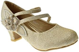 Maggie 5 Little Girls Glitter Heel Platform Dress Pumps champagne