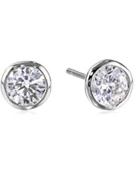Sterling Silver Bezel Martini Set Cubic Zirconia Solitaire Earrings