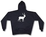 Deer With Antlers Silhouette Logo Men's Hoodie Sweat Shirt Small thru 4XL