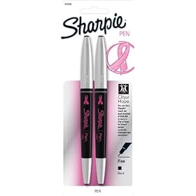 Sharpie Pen Pink Ribbon Grip Fine Point Pen, 2 Black Ink Pens (1800066)