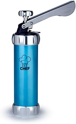 Cookie Press Kit - Biscuit and Icing Press Set Includes 20 Discs &amp; 4 Icing Tips 1st Chef's Quality Spritz Dough Cookie Gun, Available in 3 Colors. Buy Without Risk Today