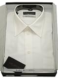 100% Fine Cotton Men's Business Dress Shirt Spread Collar with Gift Box White