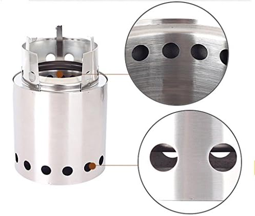 Prehelife Portable Camping Stove Stainless Steel Lightweight Wood Stove Solidified Alcohol Outdoor Stove for Cooking Picnic BBQ Camping