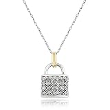10k Two-Tone Gold Diamond Padlock Pendant (1/4 cttw, I-J Color, I3 Clarity),18'