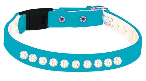 Pet Supply Imports - Turquoise Velveteen Jeweled Break Away Cat Collars Siz 14
