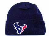 HOUSTON TEXANS Cuffed Knit Beanie Hat Scully Navy w/Embroidered Team Logo
