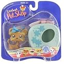 Littlest Pet Shop Pets on the Go Figure Shihtzu Puppy Dog with Blue Carry Case