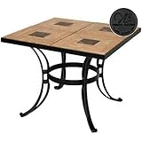 IMAGE OF Windham Castings Scroll Dining Table With 36 Inch Square Mosaic Tile Table, Black