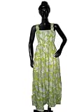 Designer Sundress-newage Lime Green Printed Indian Cotton Designer Sundress Boho Strap Dress S-xl Free Shipping