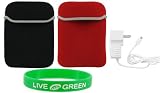 Non-OEM Amazon Kindle 2 Neoprene Sleeve Case with Home Charger - Reversible Red Black