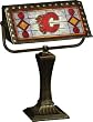 CALGARY FLAMES Team Logo Art-Glass BANKER'S LAMP (13 1/4" Tall x 10 1/4" Wide) by Memory Company