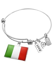 Jewelry: Expandable Wire Bangle Bracelet Italian Flag, Neonblond - NEONBLOND