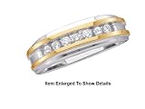 Mens 2 Tone Gold Diamond Wedding Band
