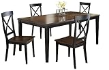 Hillsdale Englewood Rectangle 5-Piece Dining Set, Rubbed Black with Brown C ....