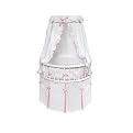 Round Bassinet with Waffle Weave Bedding - White/ Pink