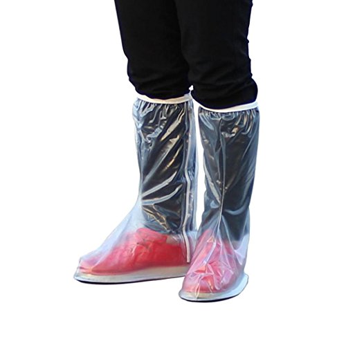 i-BOSOM Reusable Waterproof Outdoor Protective Rain Boot Shoe Covers (Medium, Transparent)