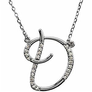 14k White Gold Dazzling Initial D Diamond Necklace