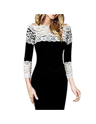 Elbow Length Sleeves Bateau Neck Polyester/Spandex Lace Midi Dress 