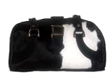 Calf Skin Cow Print Leather Fur Bag Handbag Purse LCP_BLACKDFMD1_014