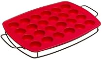 KitchenAid Silicone 24-Cup Mini Muffin Pan with Sled, Red