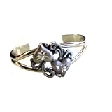 Double Hearts Cuff Bracelet with Diamond Cut Accents by Roger Enterprises