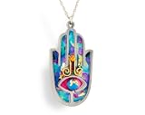 Blue Hamsa Necklace to Protect from the Evil Eye from the Artazia Collection #2412B JN MN