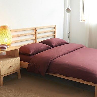 Shanshan Set Of 4 Muji Style 100% Cotton Claret Duvet Covers