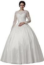 Hot Sale GEORGE BRIDE Simple Long Chiffon Sleeves Satin Wedding Dress Size 18 White