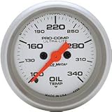 Autometer (4356) Ultra Lite Series Oil Temp Gauges - (2 1/16) Electrical (100-340F) Silver Face/Housing