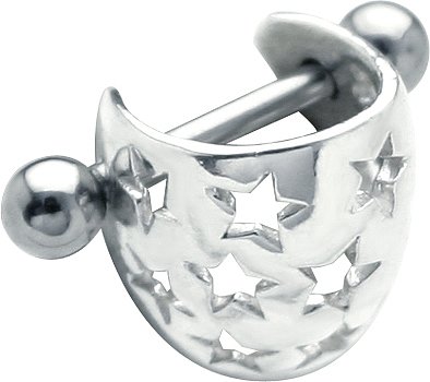 SOLID 14K White Gold STAR BRIGHT Ear Cuff - Cartilage 