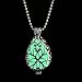 FM FM42 Glow in The Dark Openwork Teardrop Locket Pendant Necklace (Green Light) GN1019