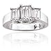 14k White Gold Emerald Cut Diamond 3-Stone Ring (1 ct center, 2 cttw, I-J Color, I1 Clarity)