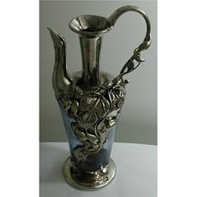 Decorative Bottles, Vases,Mouth Blown Glass ,sculptured Bottles made of Glass and Silver by king solomon finds