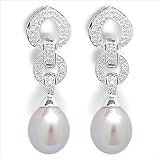 14K white gold Agatha Freshwater cultured pearl earrings