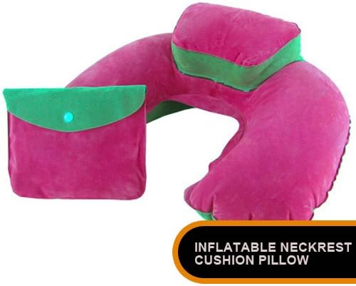 Stanniz(TM) U-Shaped Inflatable Travel Pillow Neck and Head Rest Car Cushion - Hot Pink