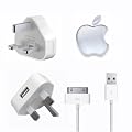 GENUINE APPLE MAINS CHARGER + FREE USB DATA CABLE, for iphone 4S
