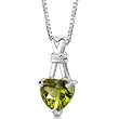 Passionate Pledge: Sterling Silver 2.50 carats Heart Shape Checkerboard Cut Peridot Pendant with 18 inch Silver Necklace and Free Shipping
