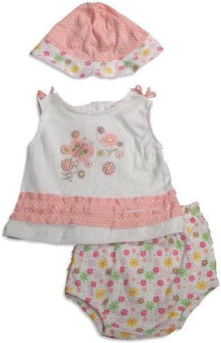 Little by Little - Newborn Girls Sleeveless Diaper Set, White, Peach 28747-6-9Months