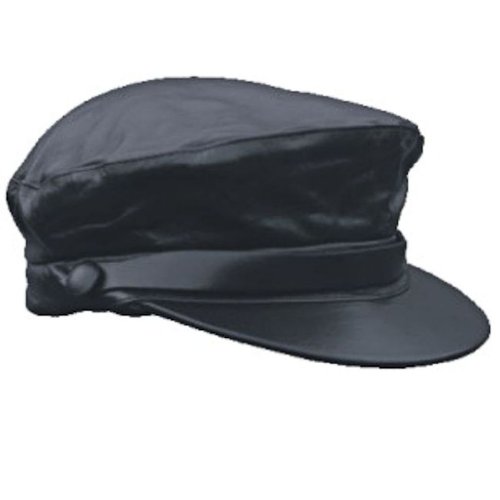 leather biker cap