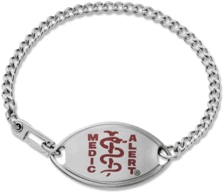 Original MedicAlert® Stainless Steel Medical ID Bracelet with Red Emblem - "Prostate Cancer"
