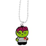 Green Zombie with Pink Gushing Brains and Cut Off Hand with Ball Chain