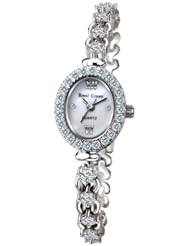 Gemorie Women Fashion Oval Shape Watch with Jewelry Band in Rhodium Plating (128998)