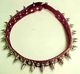 X-Large 32 Hot Pink Leather Spiked Dog Collar 1 Spikes