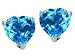 1.85 cts Genuine Heart Shape Blue Topaz Earring Studs - 14kt White or Yellow Gold