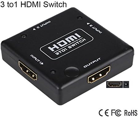 Iseebiz Manual 3 To 1 Ports Mini Plastic 1080P 225MHz Bandwidth 3 Port HDMI 1.3 Switch 3 Input 1 Output Support 3D with 15m Transmission